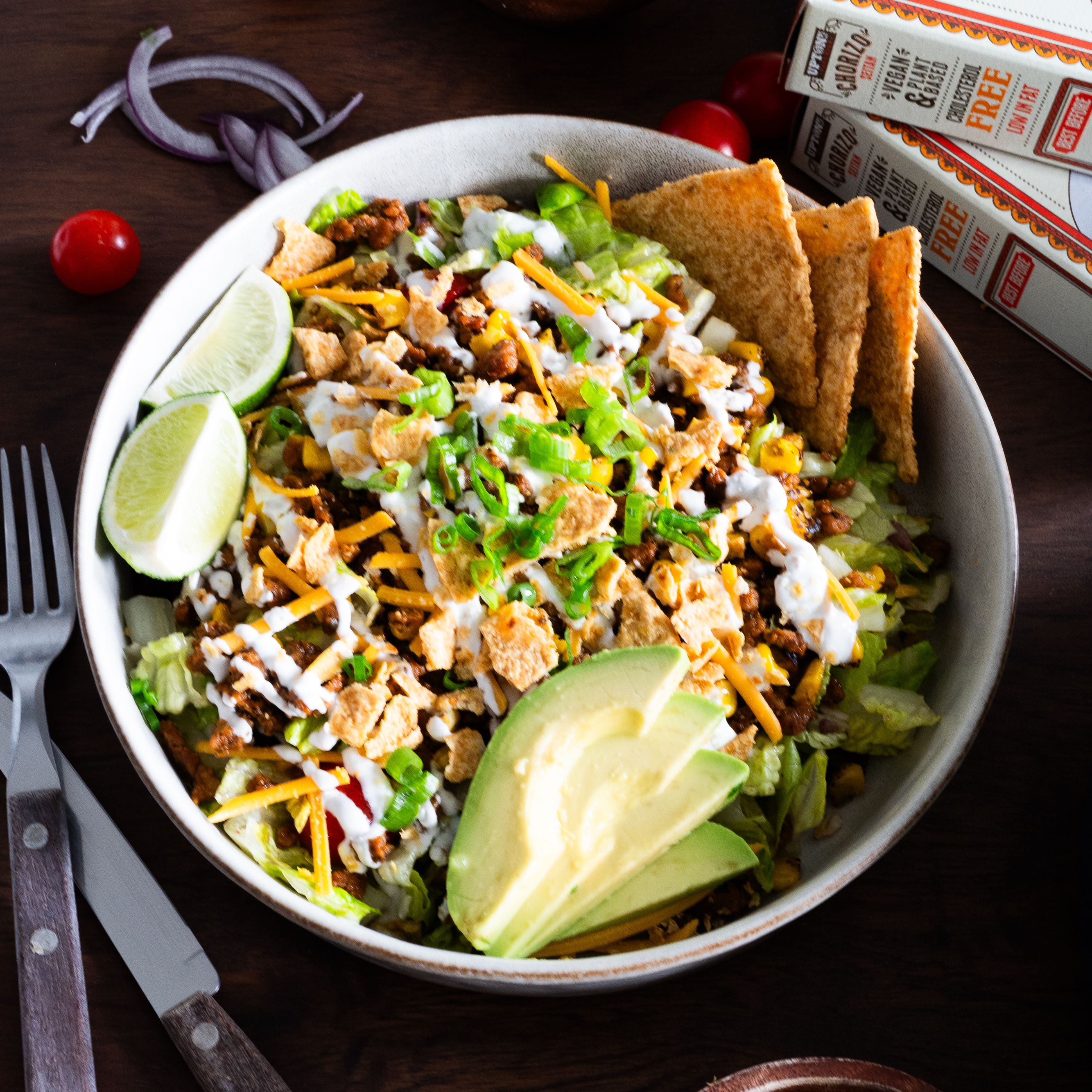 vegan taco salad in a bowl